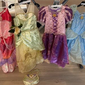 FOUR Disney Princess Dresses: Cinderella, Rapunzel, Tiana & Fantasy Dress